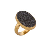 Alchemia Black Druse Oval Adjustable Ring
